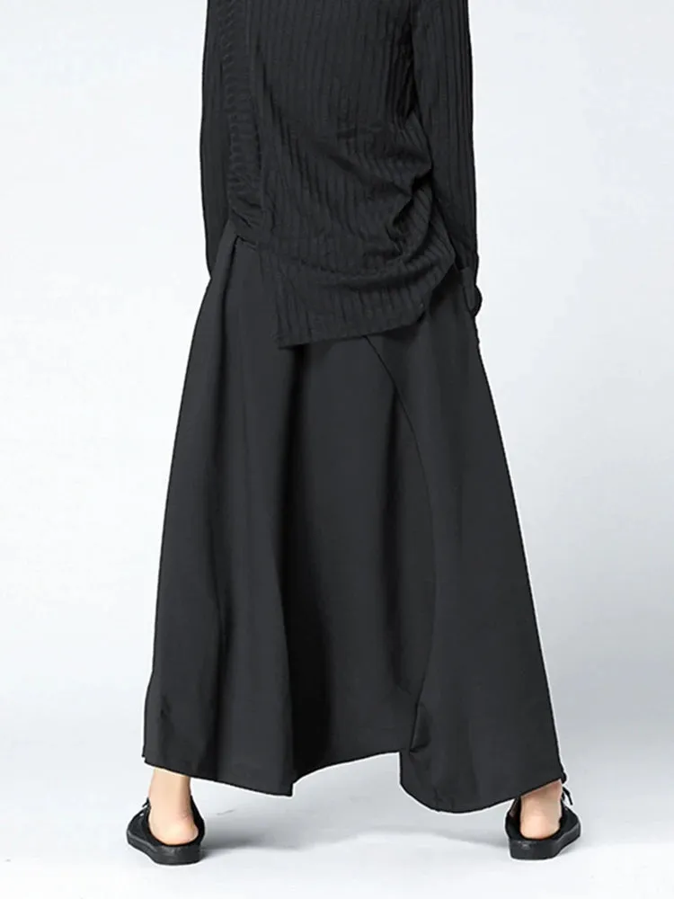 Casual Minimal Goth Wide-Legged Harem Trousers