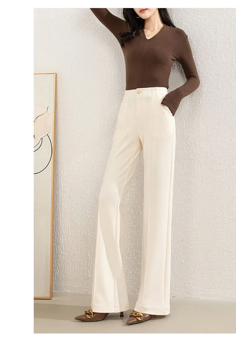 Casual Slimming Ribbed Wide Straight Leg Pants