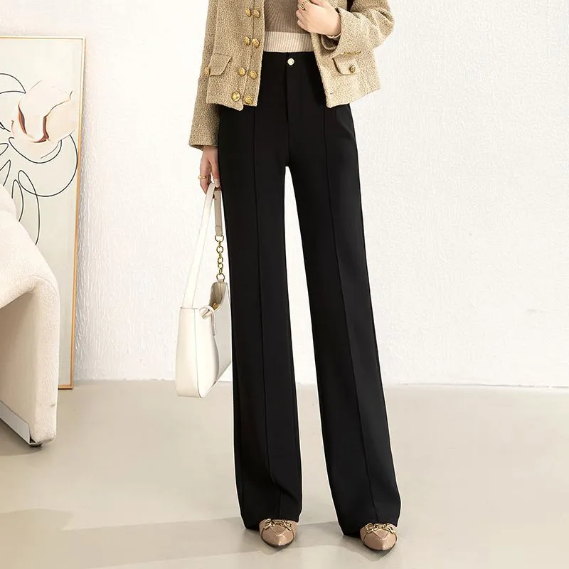 Casual Slimming Ribbed Wide Straight Leg Pants