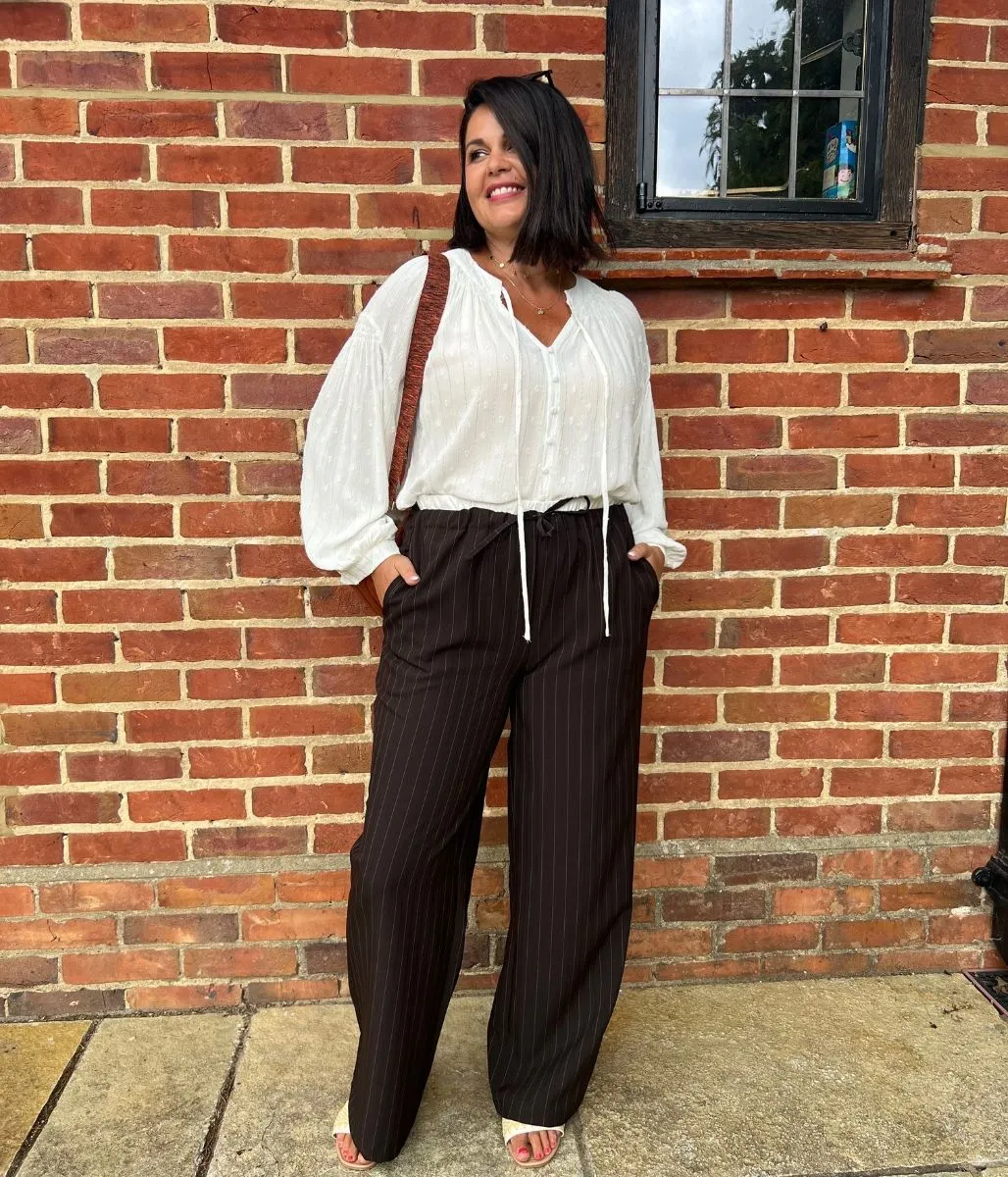 Chocolate Stripe Wide Leg Trousers