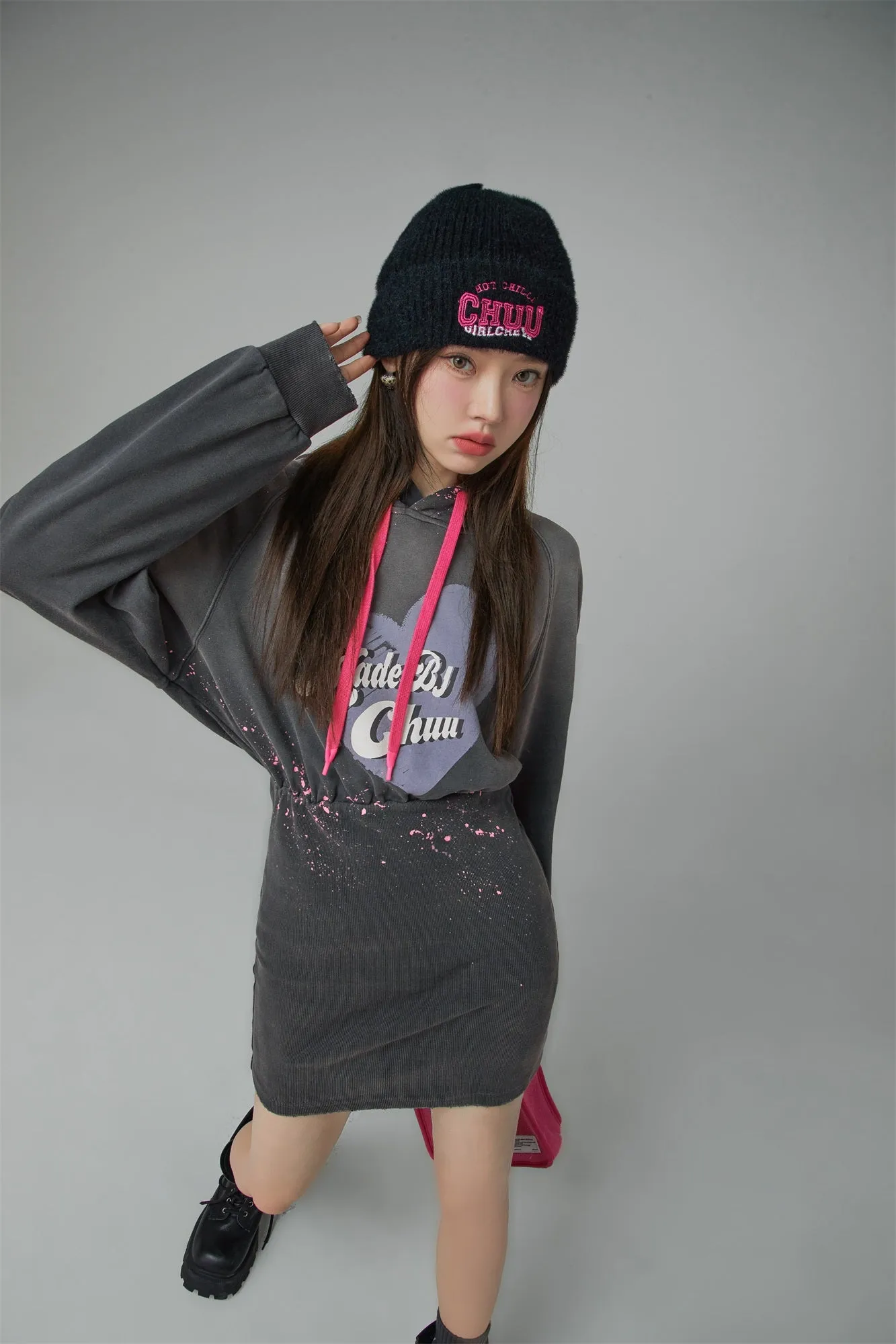 Chuu Heart Casual Hooded Dress