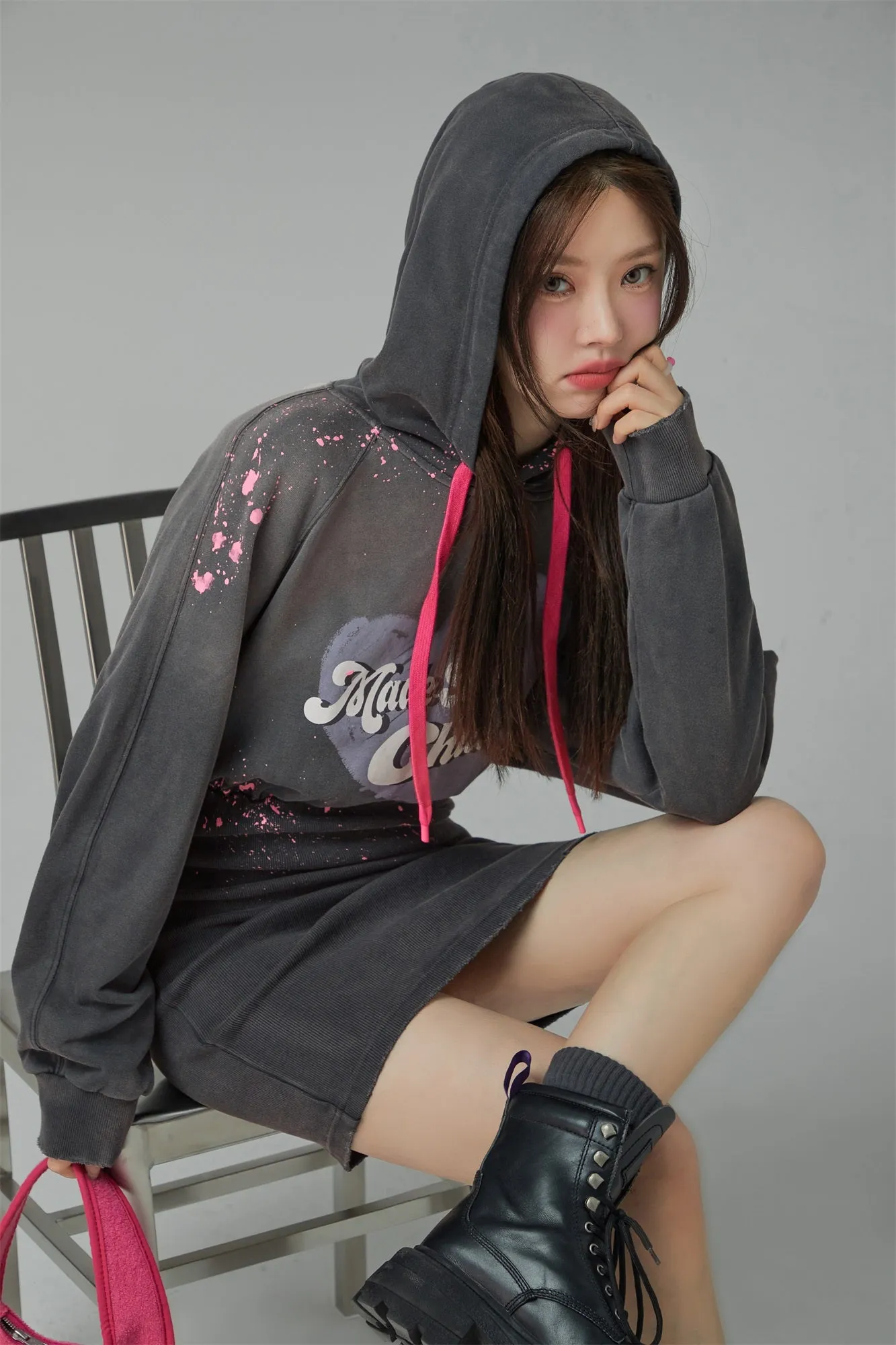 Chuu Heart Casual Hooded Dress