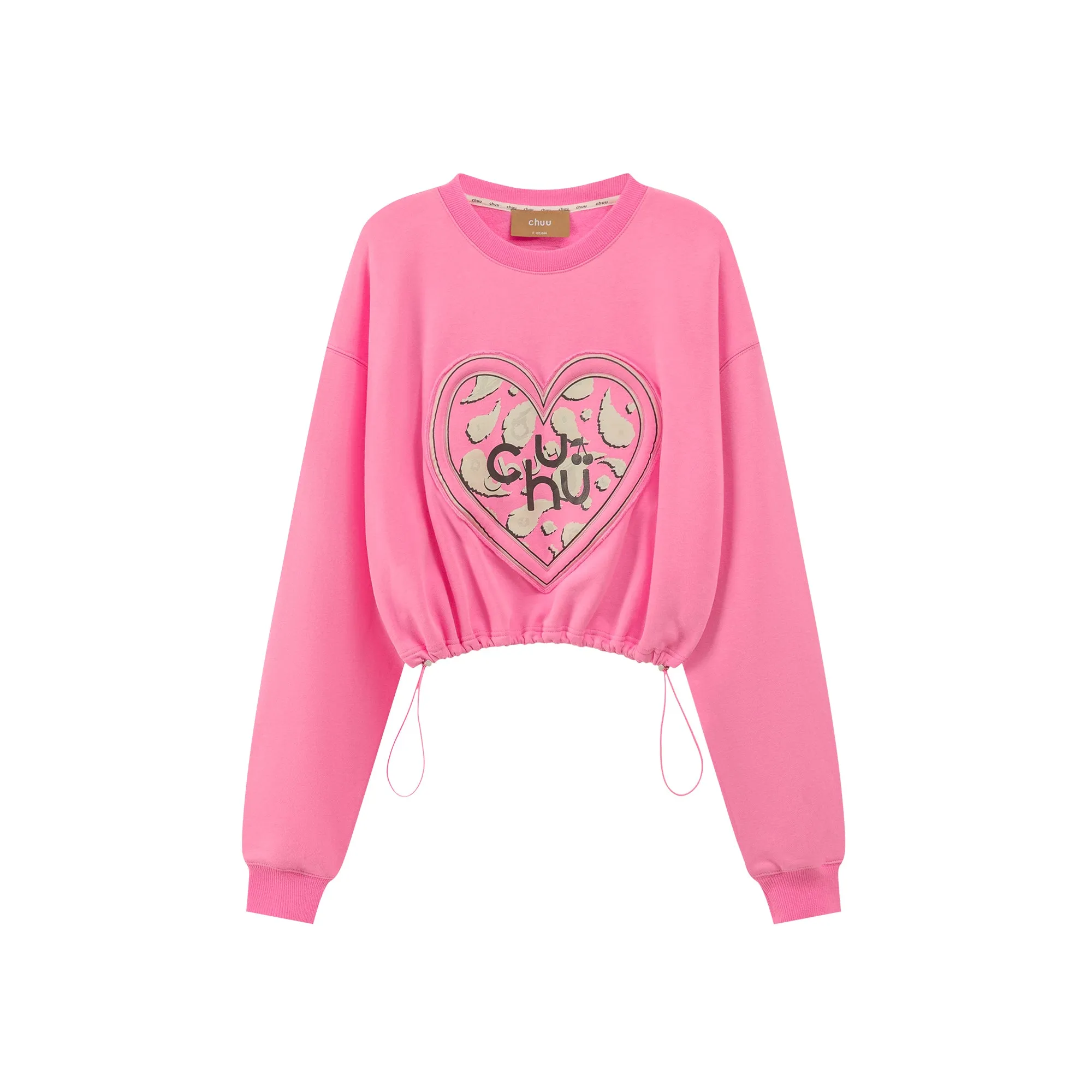 Chuu Heart Print Crop Sweatshirt