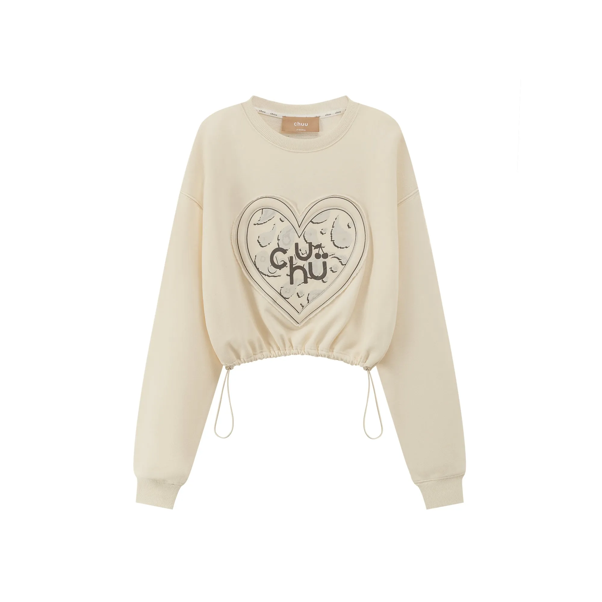 Chuu Heart Print Crop Sweatshirt