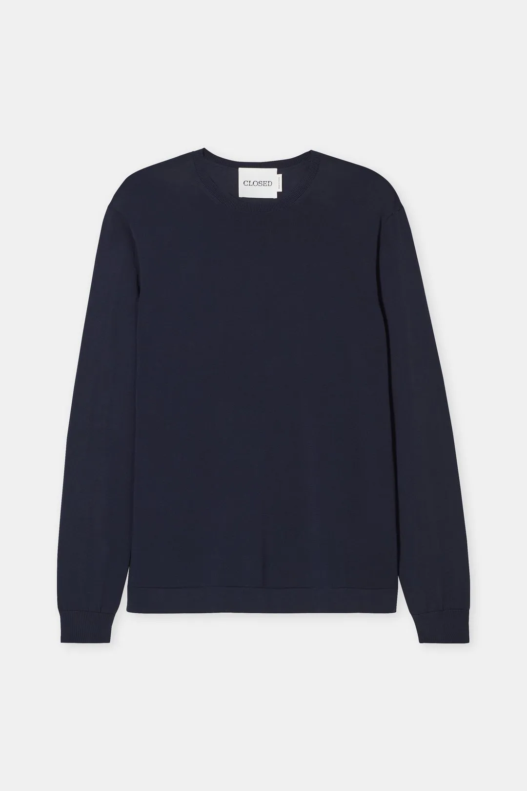 Closed Dark Night Blue Cotton Fine Knit Crewneck Sweater