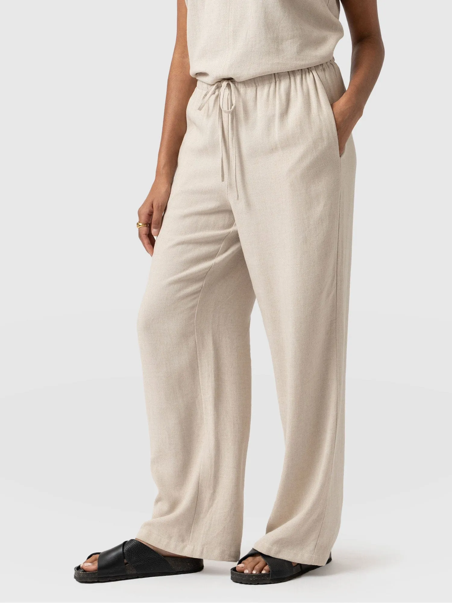 Corinne Linen Pant - Oatmeal