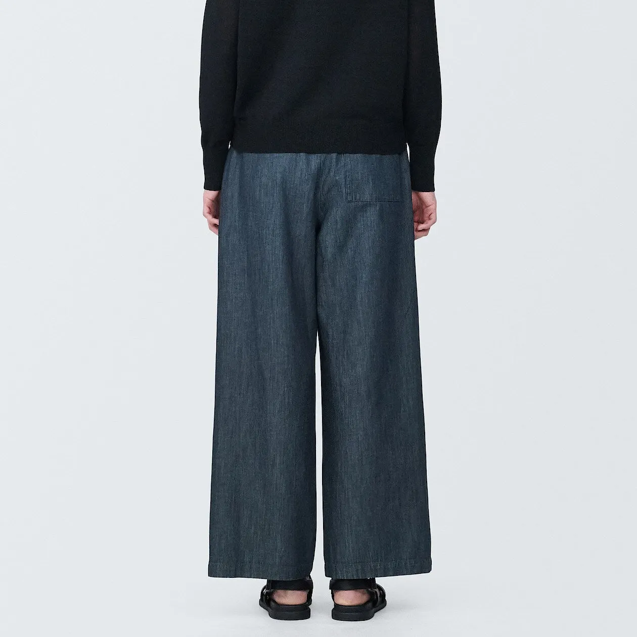 Cotton Linen Denim Relaxed Wide Pants