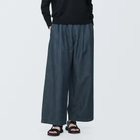 Cotton Linen Denim Relaxed Wide Pants