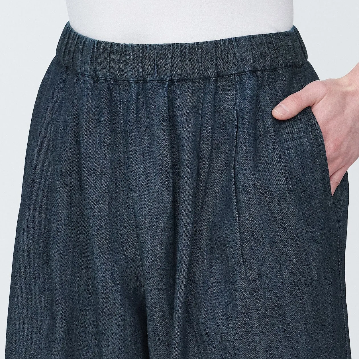 Cotton Linen Denim Relaxed Wide Pants