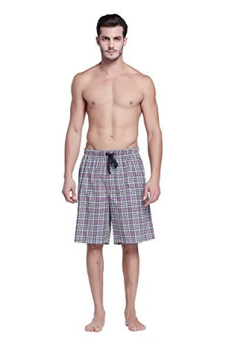 CYZ MEN'S 100% COTTON PLAID POPLIN WOVEN LOUNGE/SLEEP SHORTS-F54-L