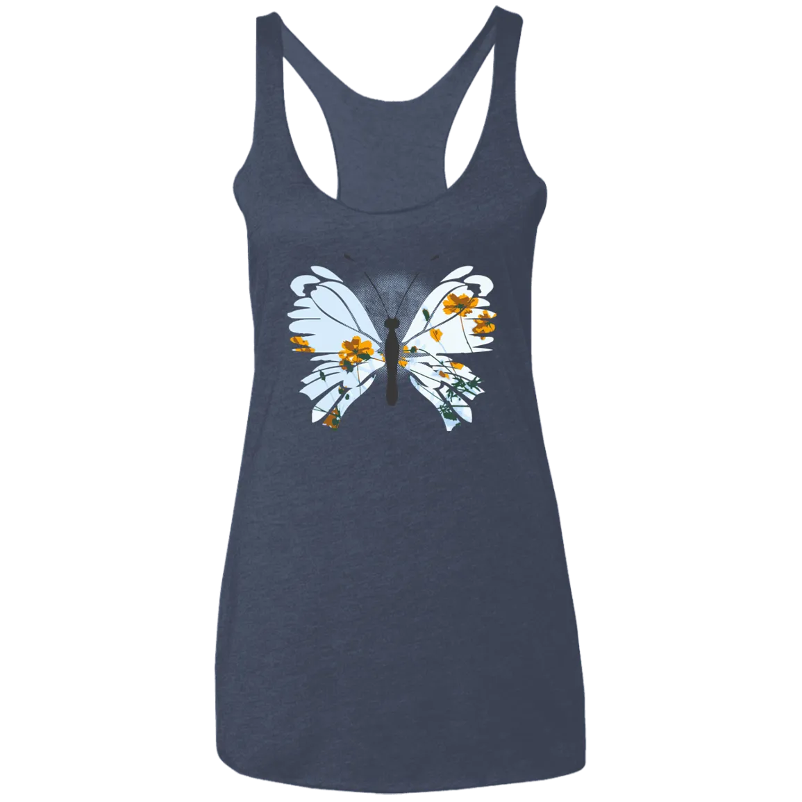 Daisy Butterfly Ladies' Triblend Racerback Tank