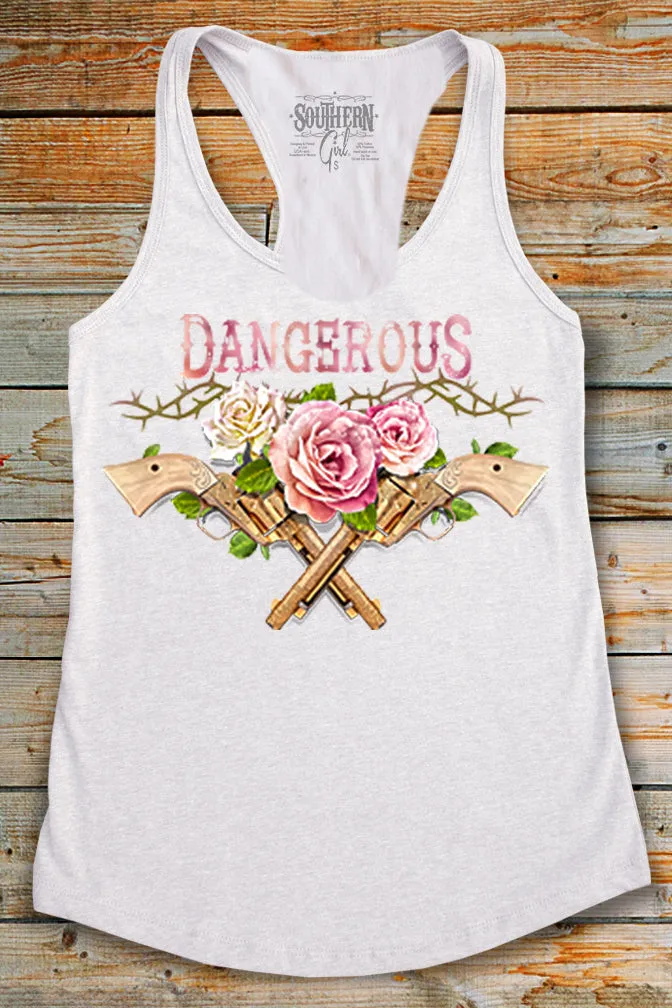 Dangerous Roses & Guns Racerback Tank Top