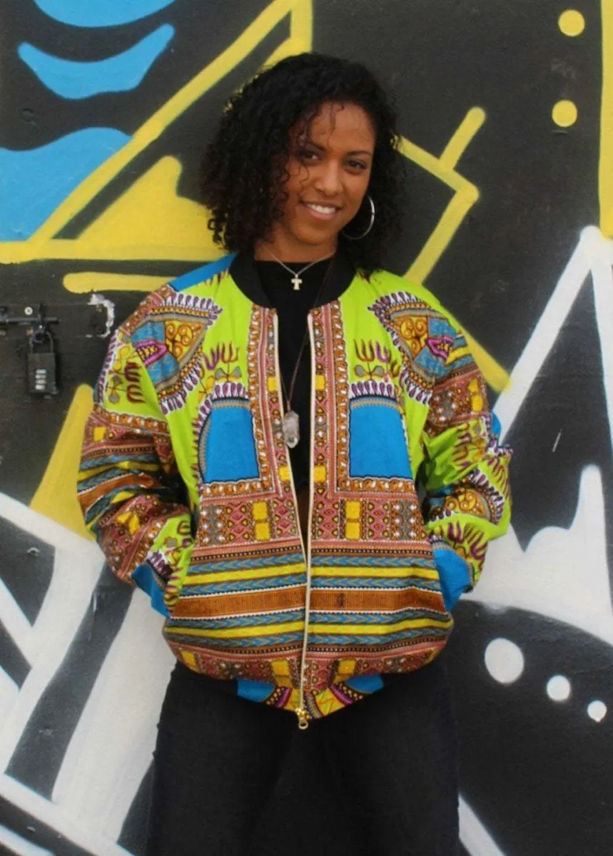 Dashiki Bomber Jacket in Green