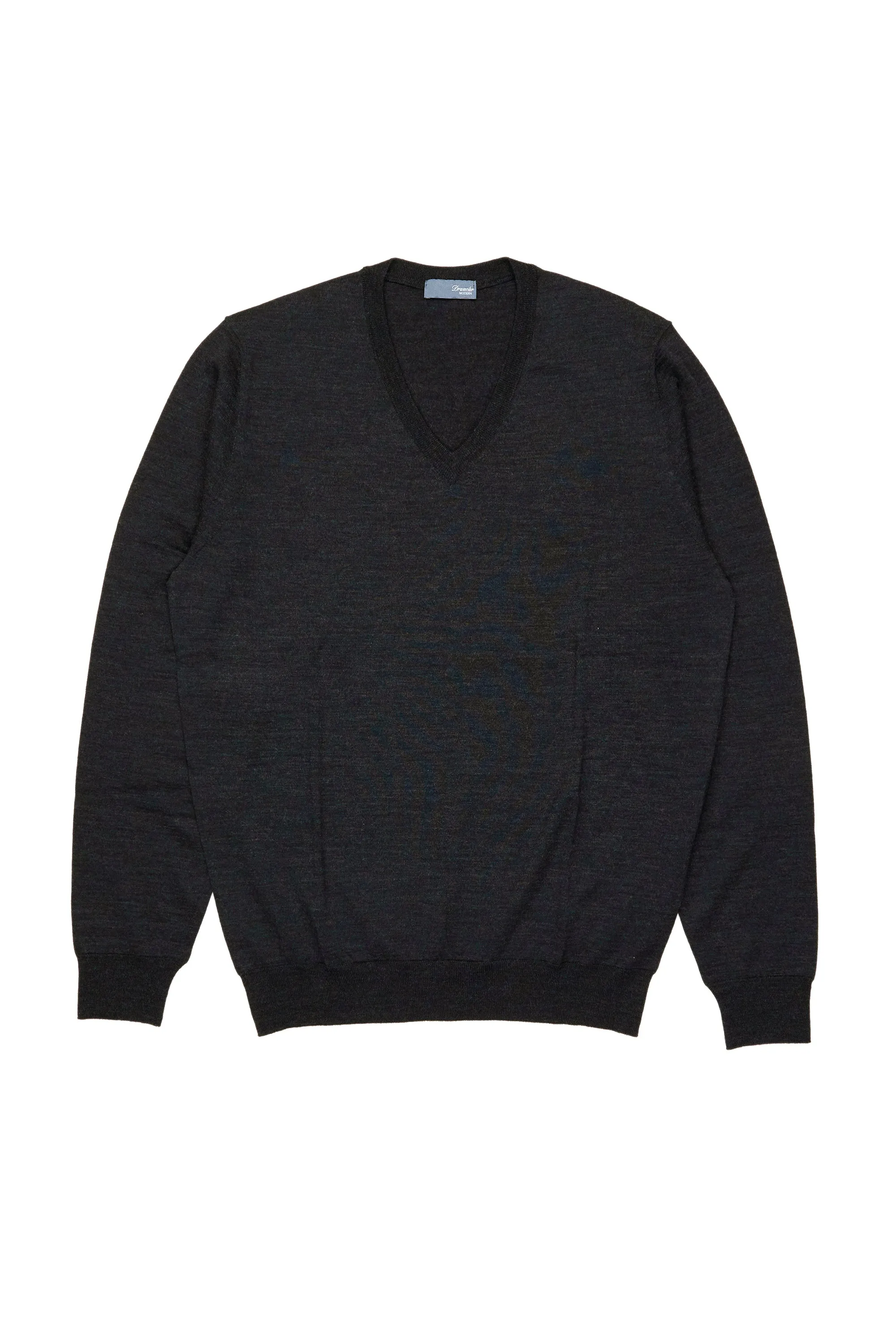 Drumohr Carbone Extra Fine Merino Wool V-neck Sweater