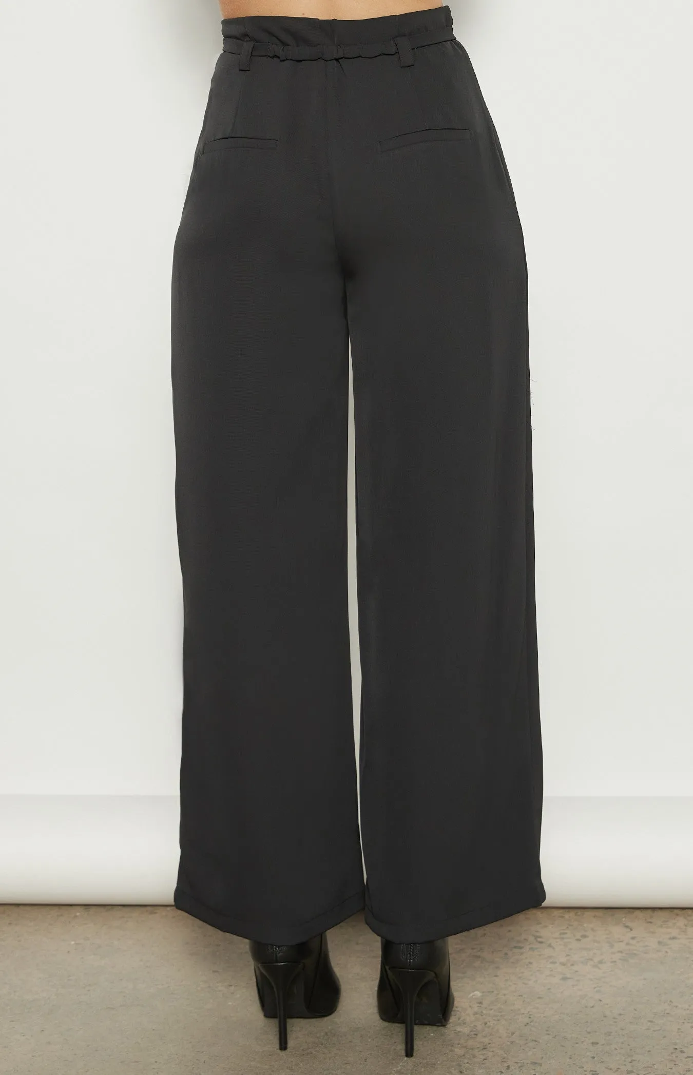 Eline Buckle Wide Leg Pants Black