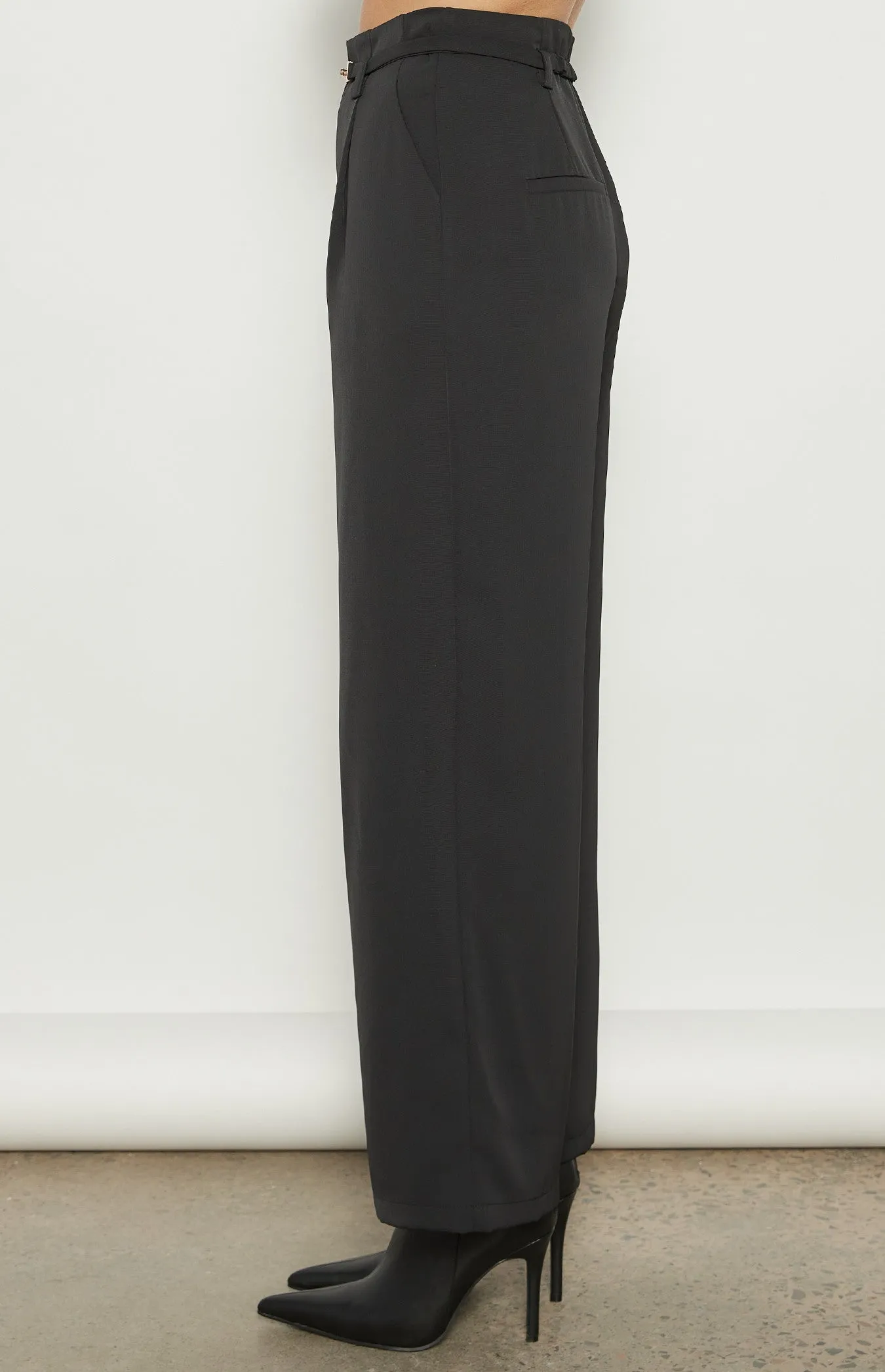 Eline Buckle Wide Leg Pants Black