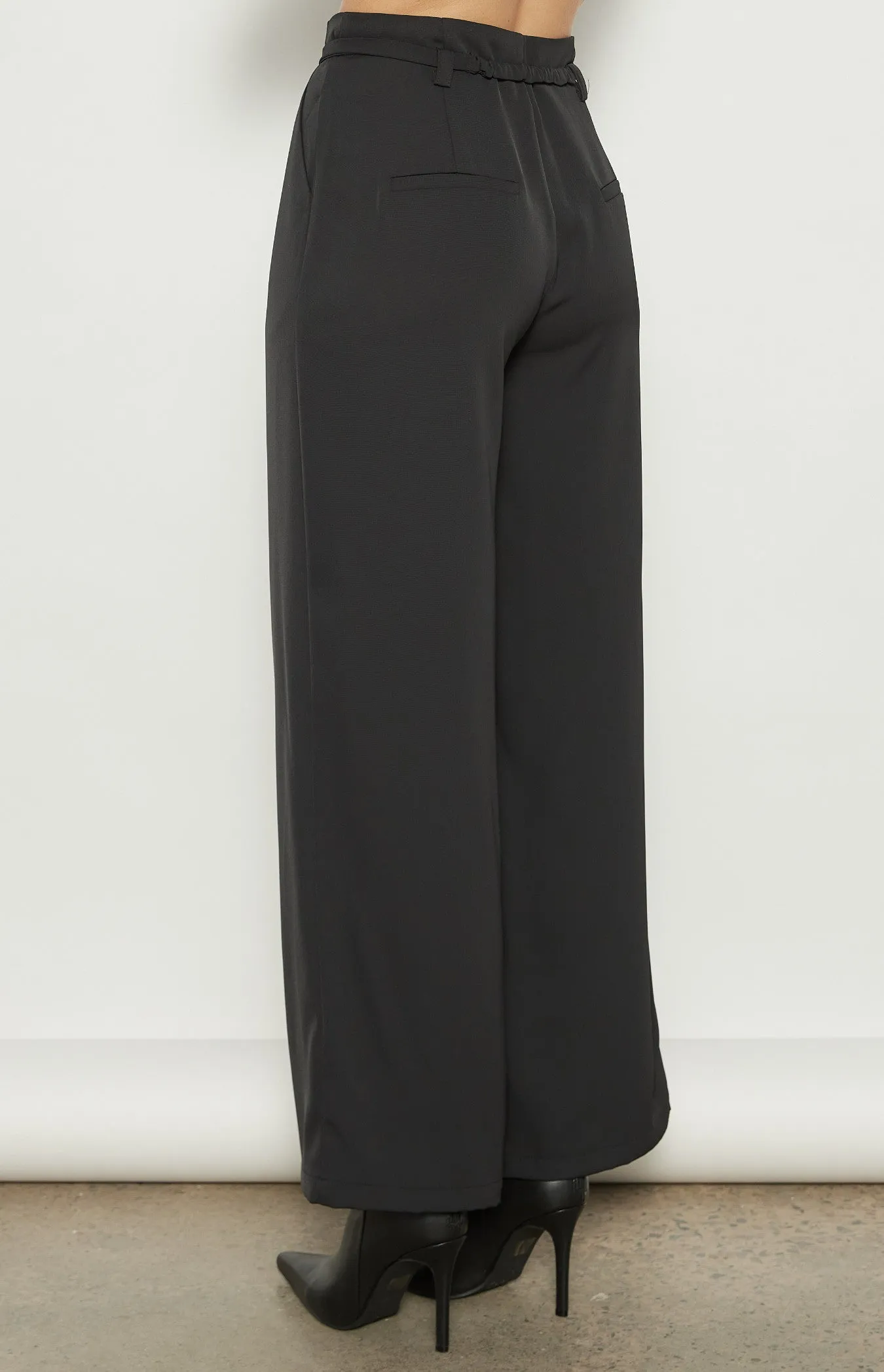 Eline Buckle Wide Leg Pants Black