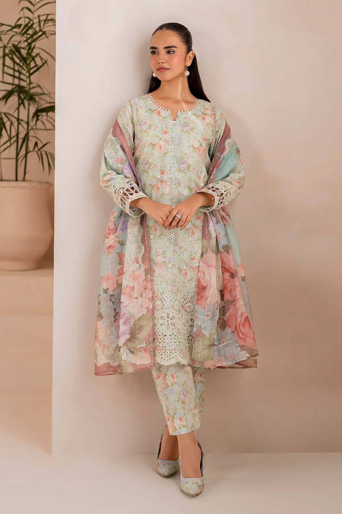 EMBROIDERED PRINTED LAWN UF-717