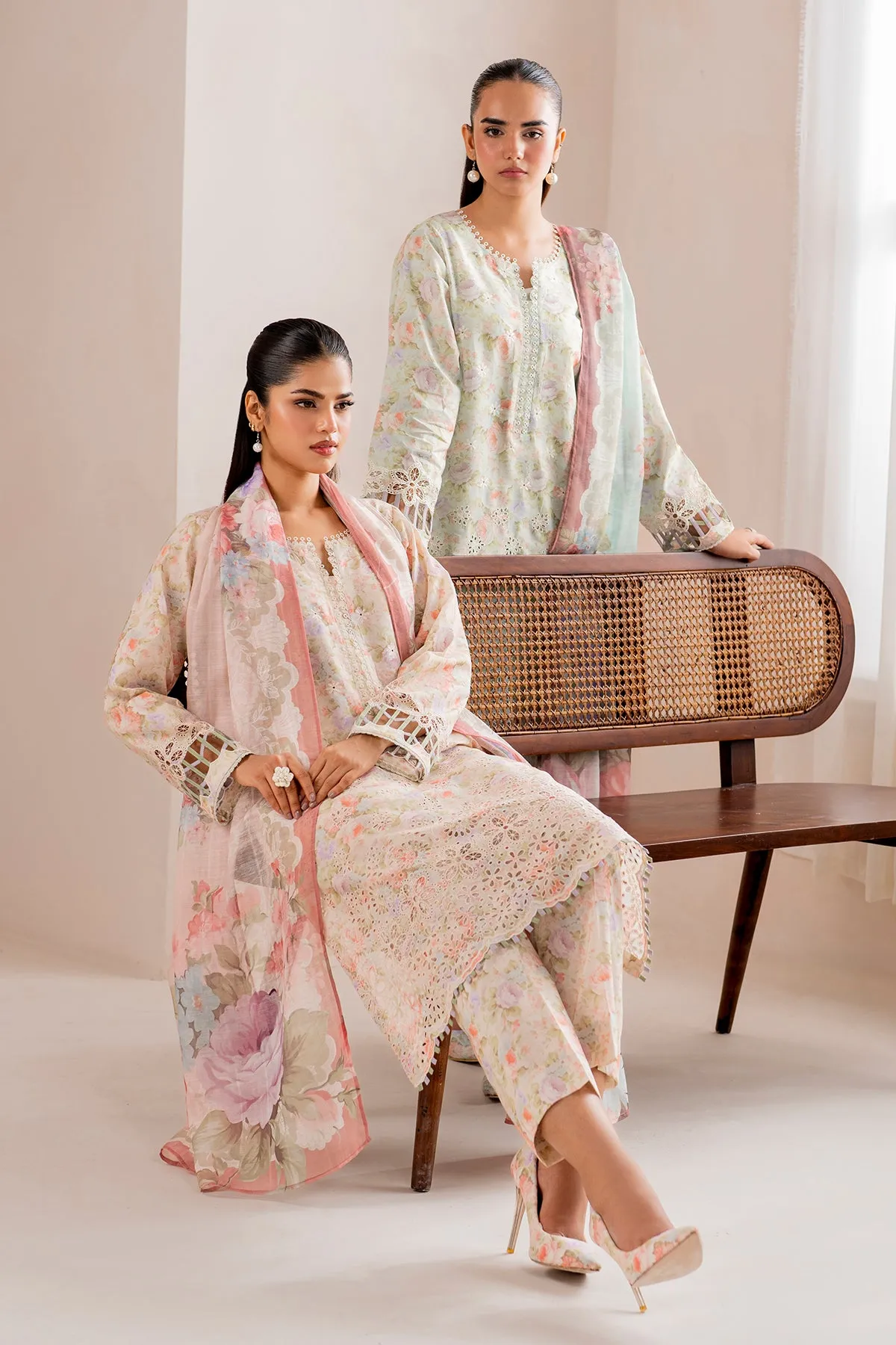 EMBROIDERED PRINTED LAWN UF-717