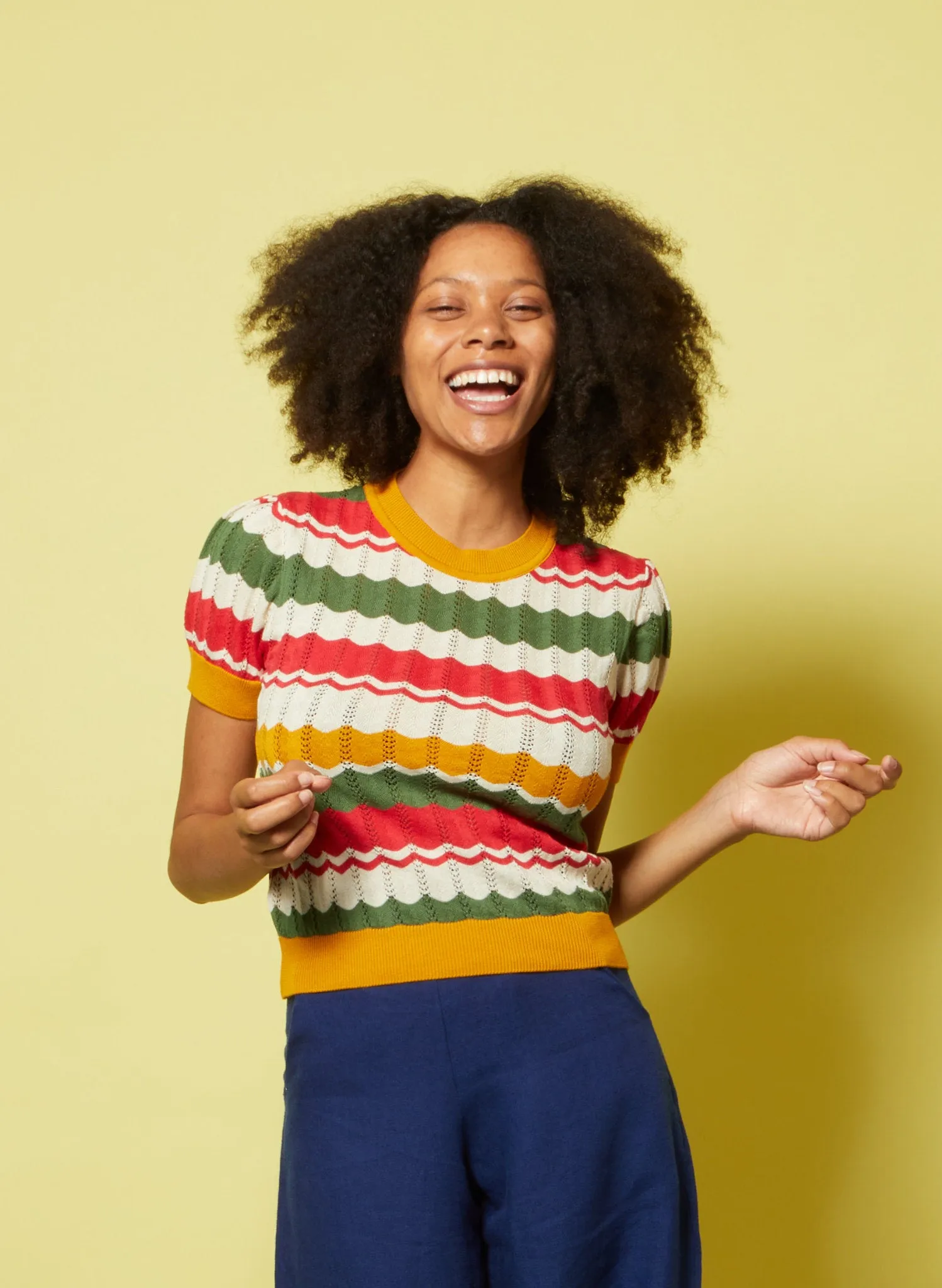 Eve Knitted Top - Red and Mustard