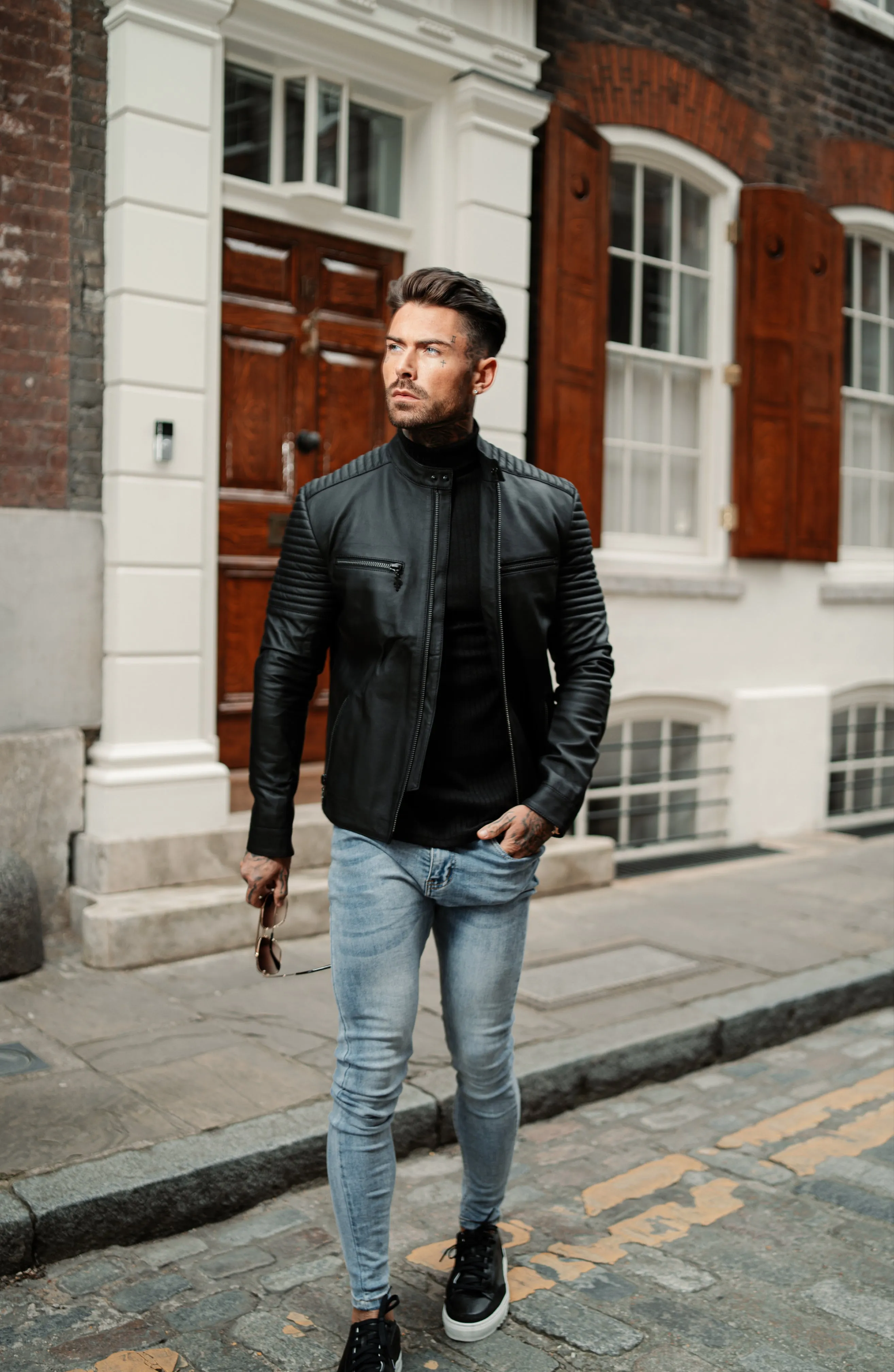 Father Sons Black Bomber Leather Jacket - FSH198