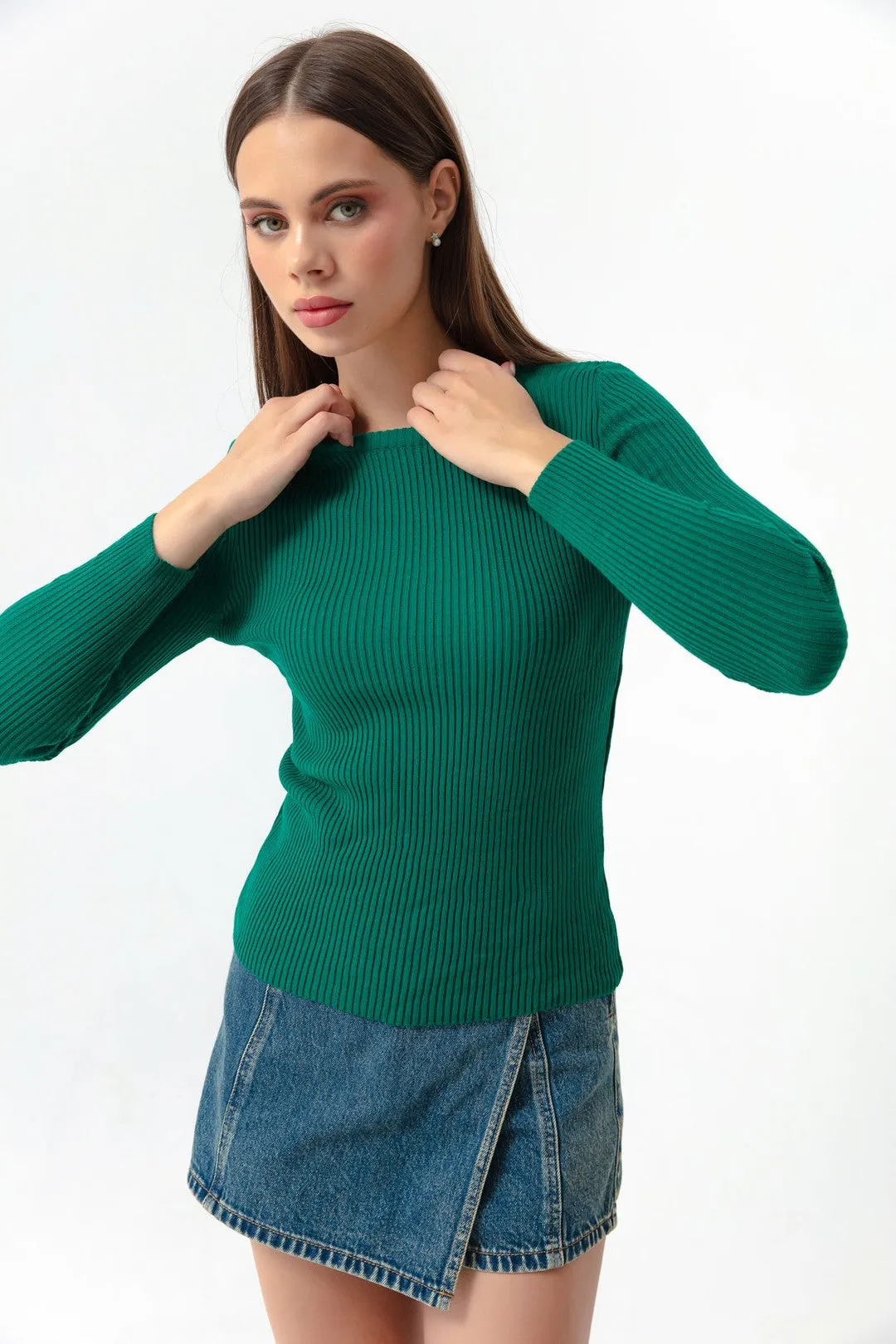 Female Bike Collar Knitwear Sweater