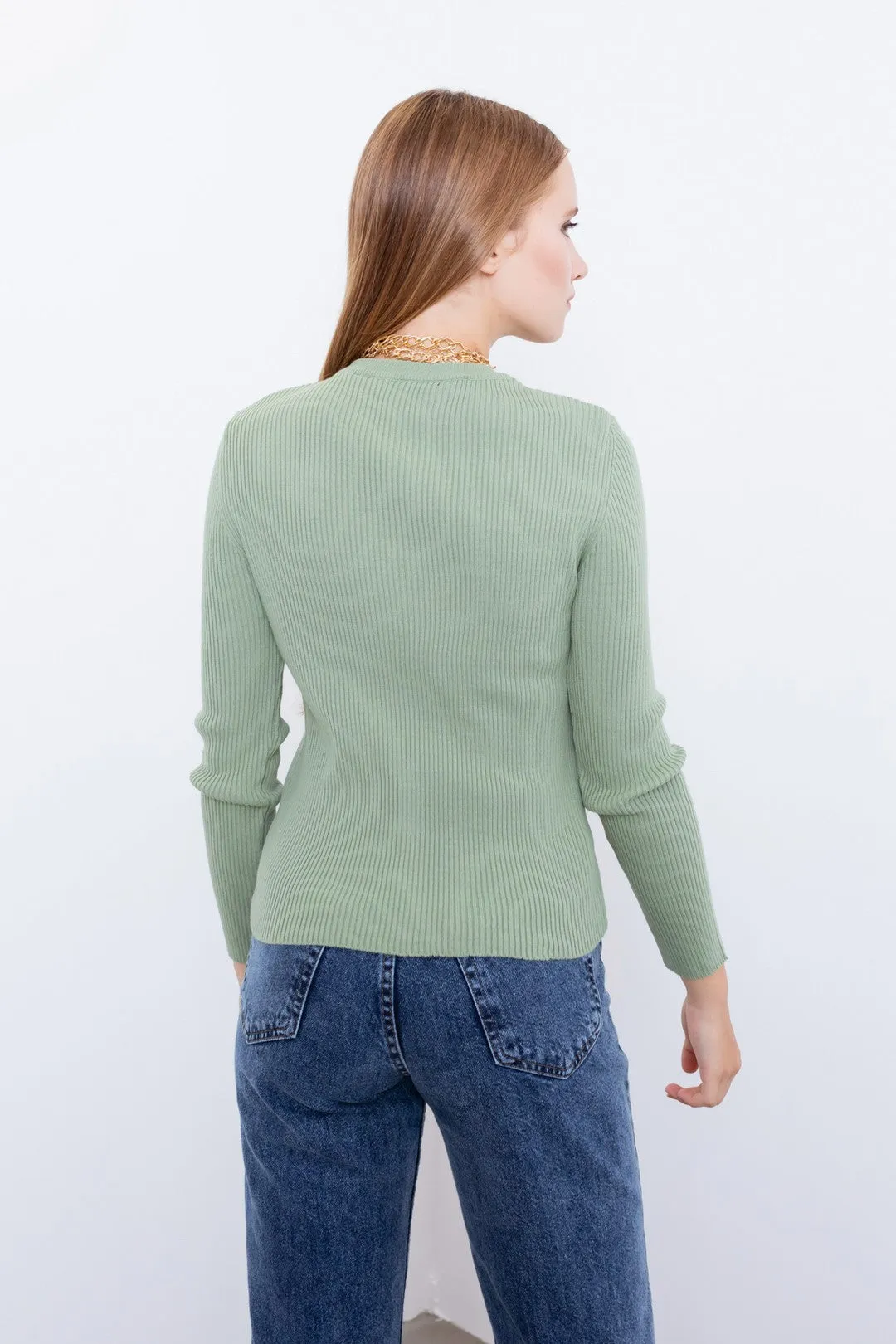 Female Bike Collar Knitwear Sweater