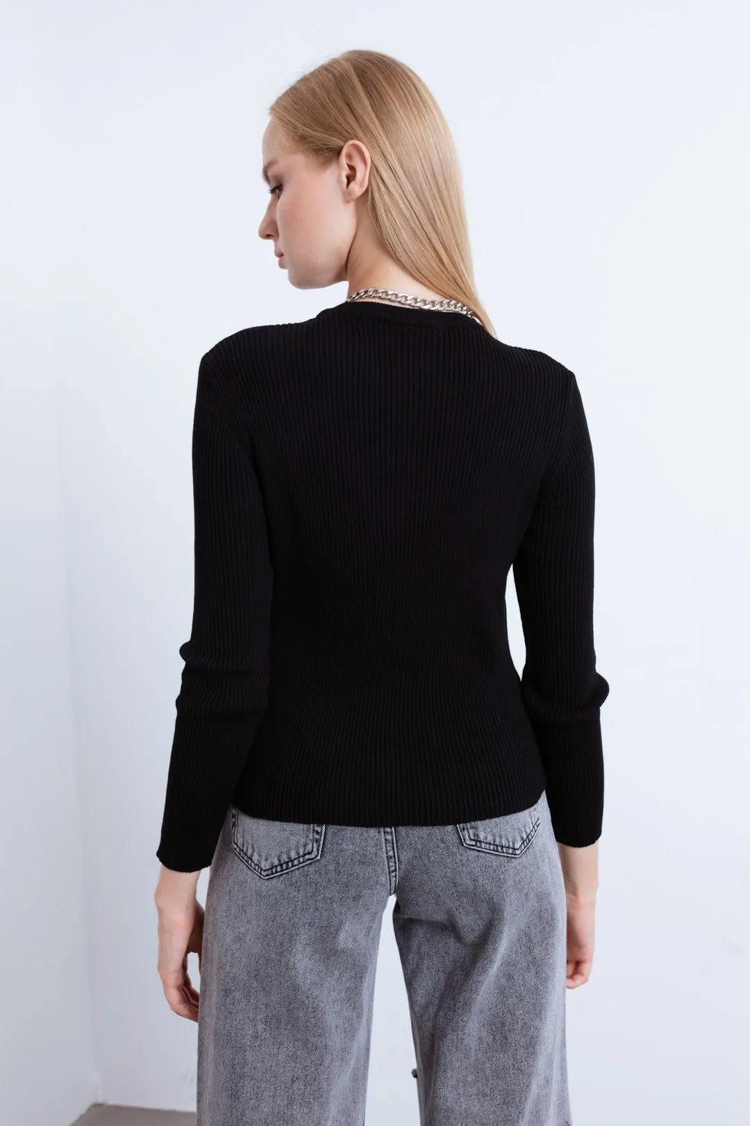 Female Bike Collar Knitwear Sweater