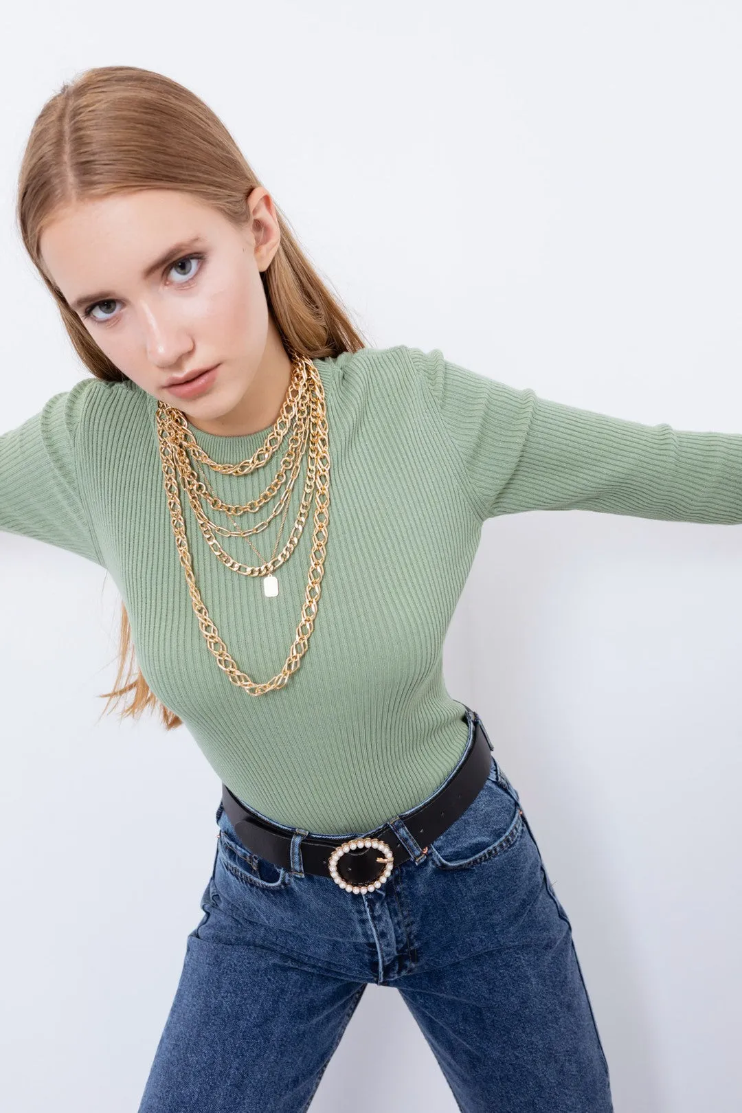 Female Bike Collar Knitwear Sweater