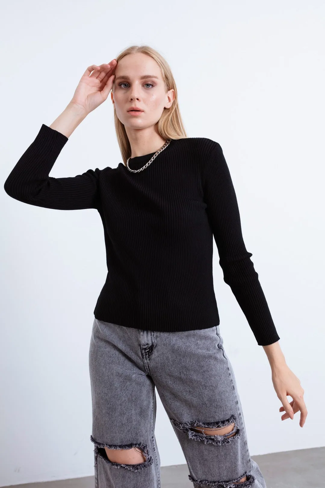 Female Bike Collar Knitwear Sweater