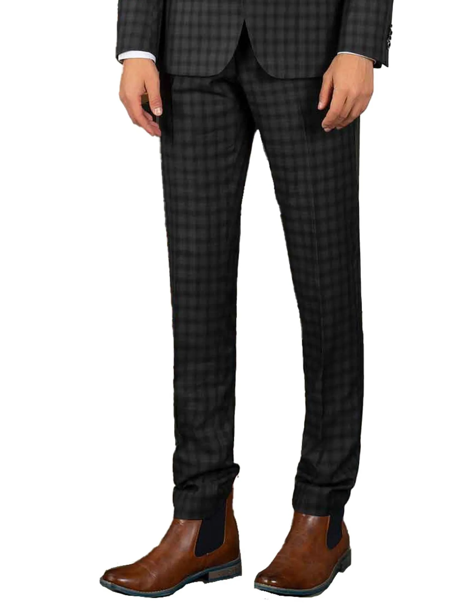 FT9-Navy Check Jesse Slim-Fit Pant