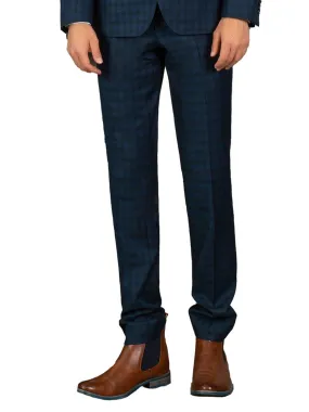 FT9-Navy Check Jesse Slim-Fit Pant