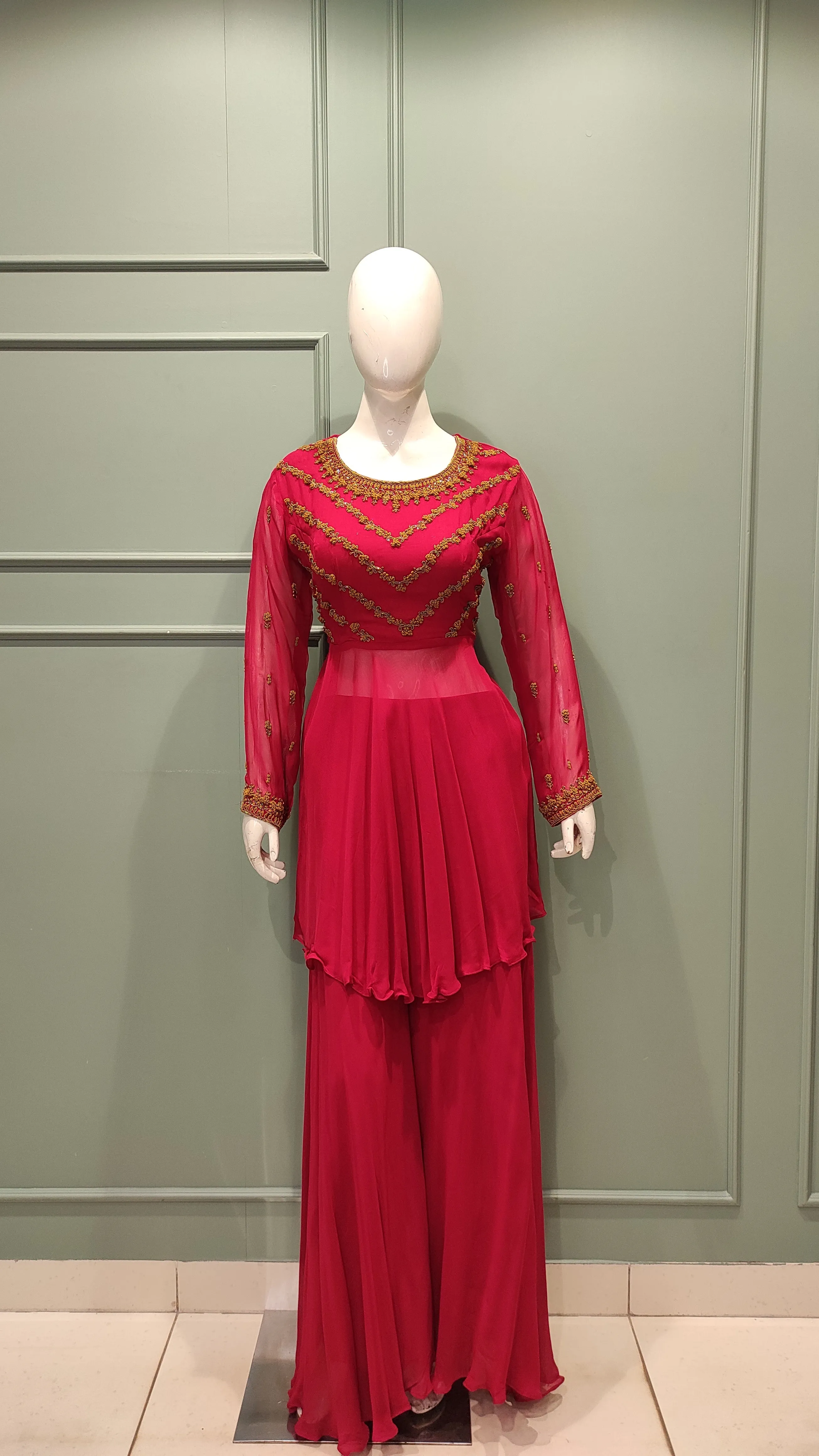 Georgette Peplum Sharara Suit