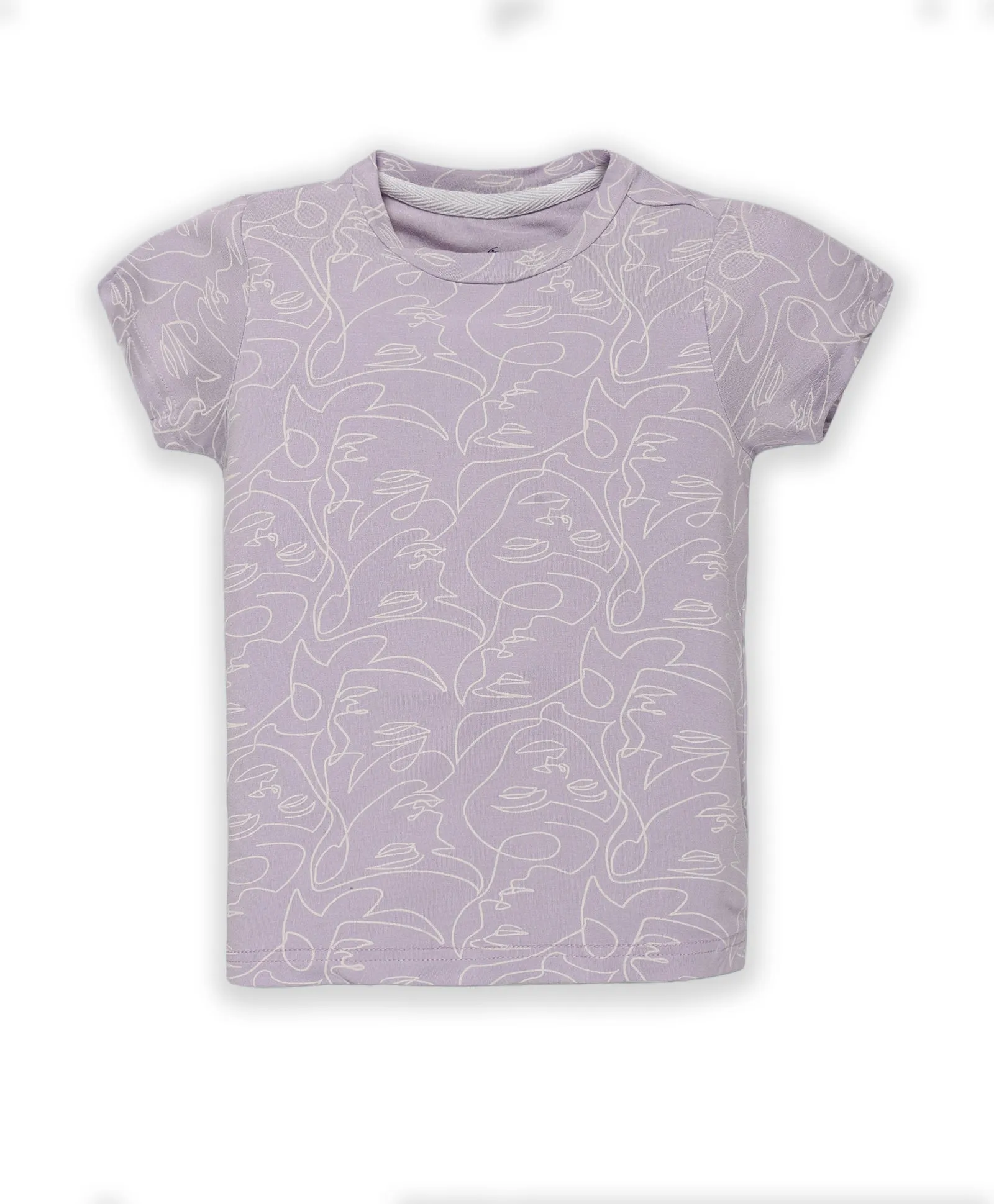 Girls AOP Round Neck Half Sleeve Tee