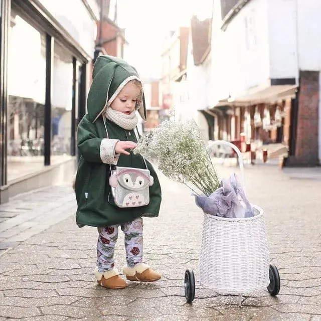 Girls Bunny Jacket | Olive Vegan Wool & Vintage Fleur