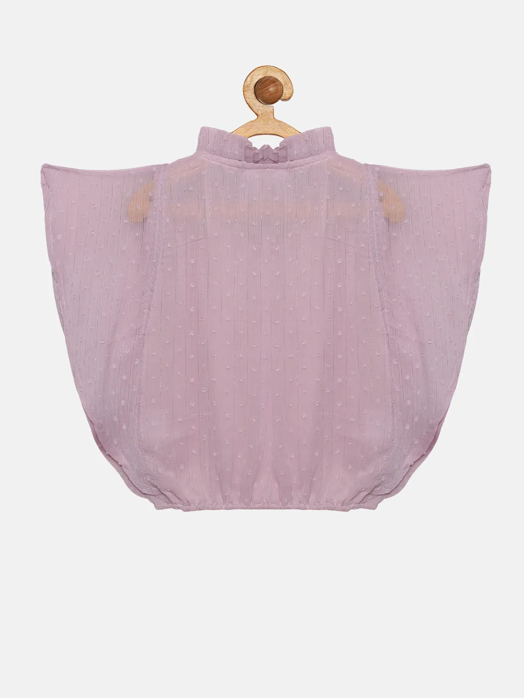 Girls Butterfly Sleeve Top With Neck Tie up