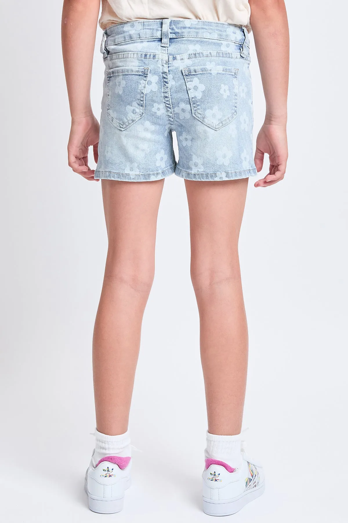 Girls Floral Print Clean Hem Shorts