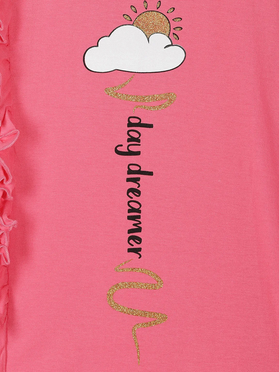 Girl's Printed Half Sleeve tee With Side Frill