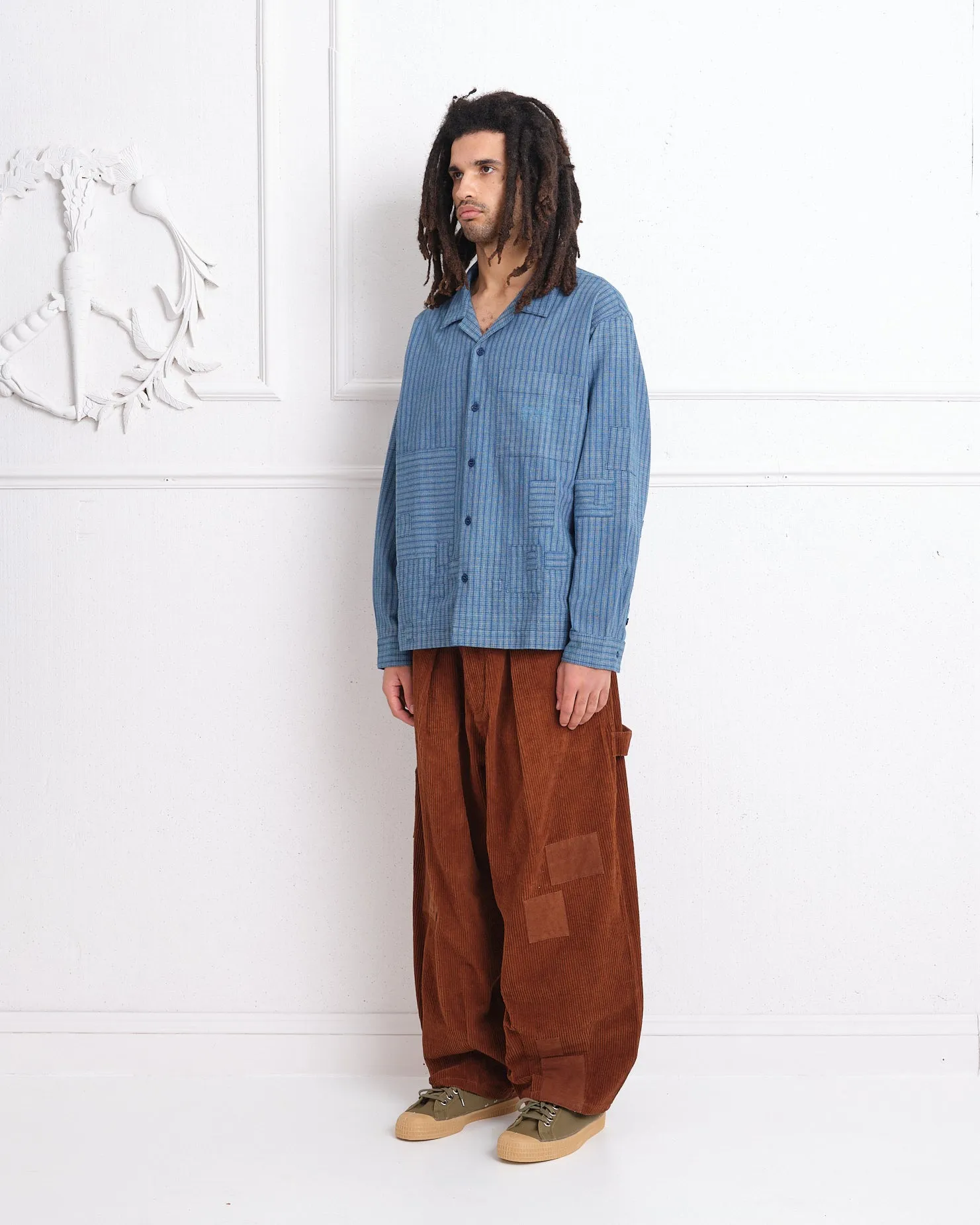 Greetings Shirt LS - Indigo Check Scarecrow