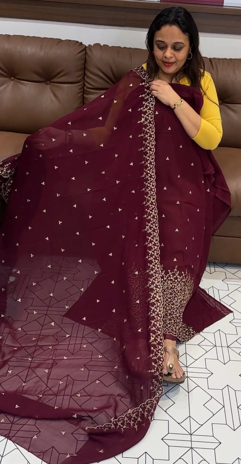 HAND WORK UNSTITCHED SALWAR SUITS  - IHA 14198