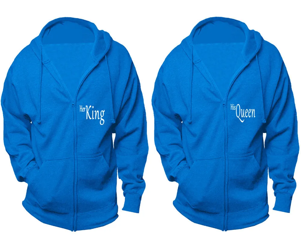 Her King His Queen Couple Matching Zip Up Hoodies