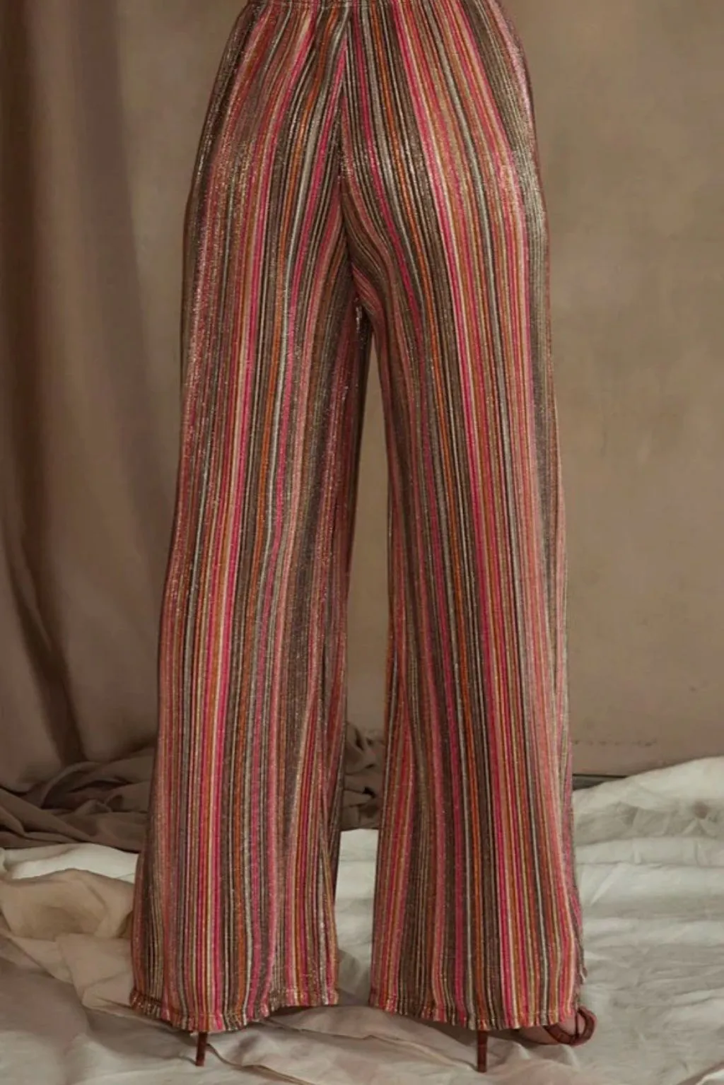 High Tide Pink Striped Plisse Pants