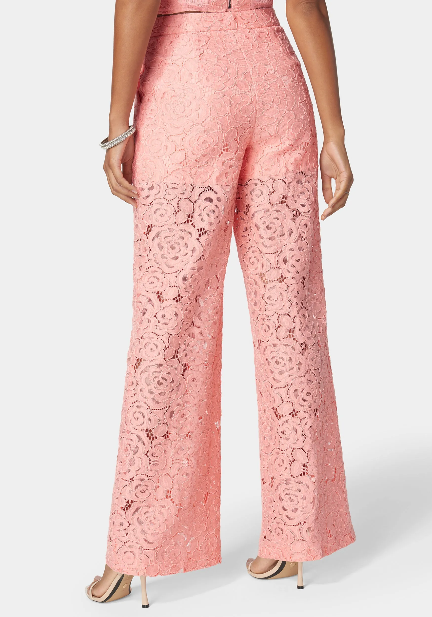 High Waist Wide Leg Lace Pant