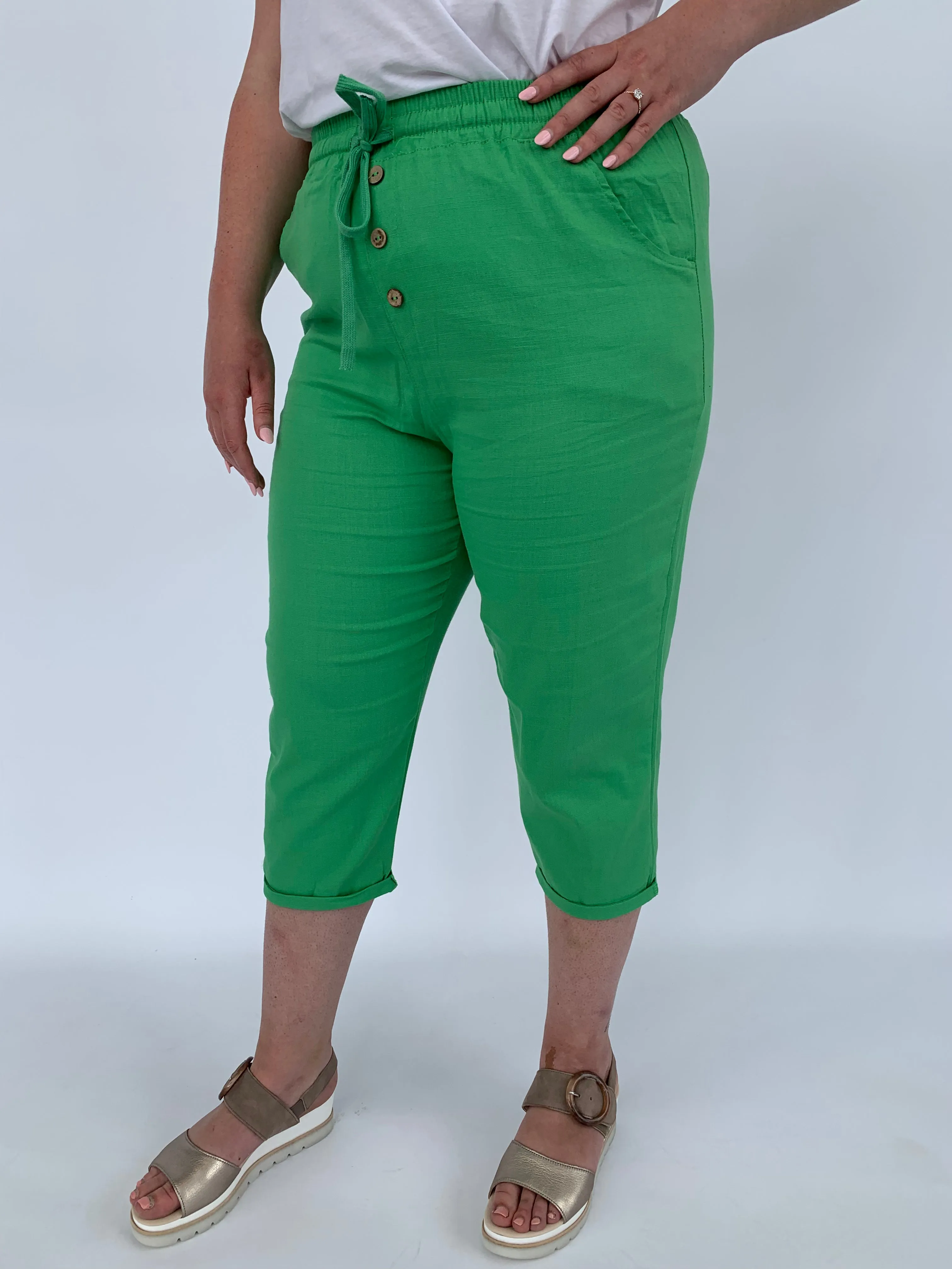 Indy Linen Crops in Green