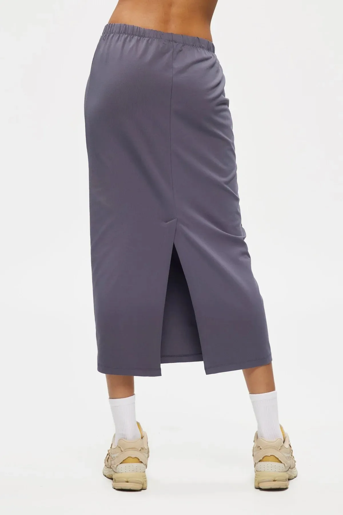 Jersey Pencil Skirt (Steel Blue)