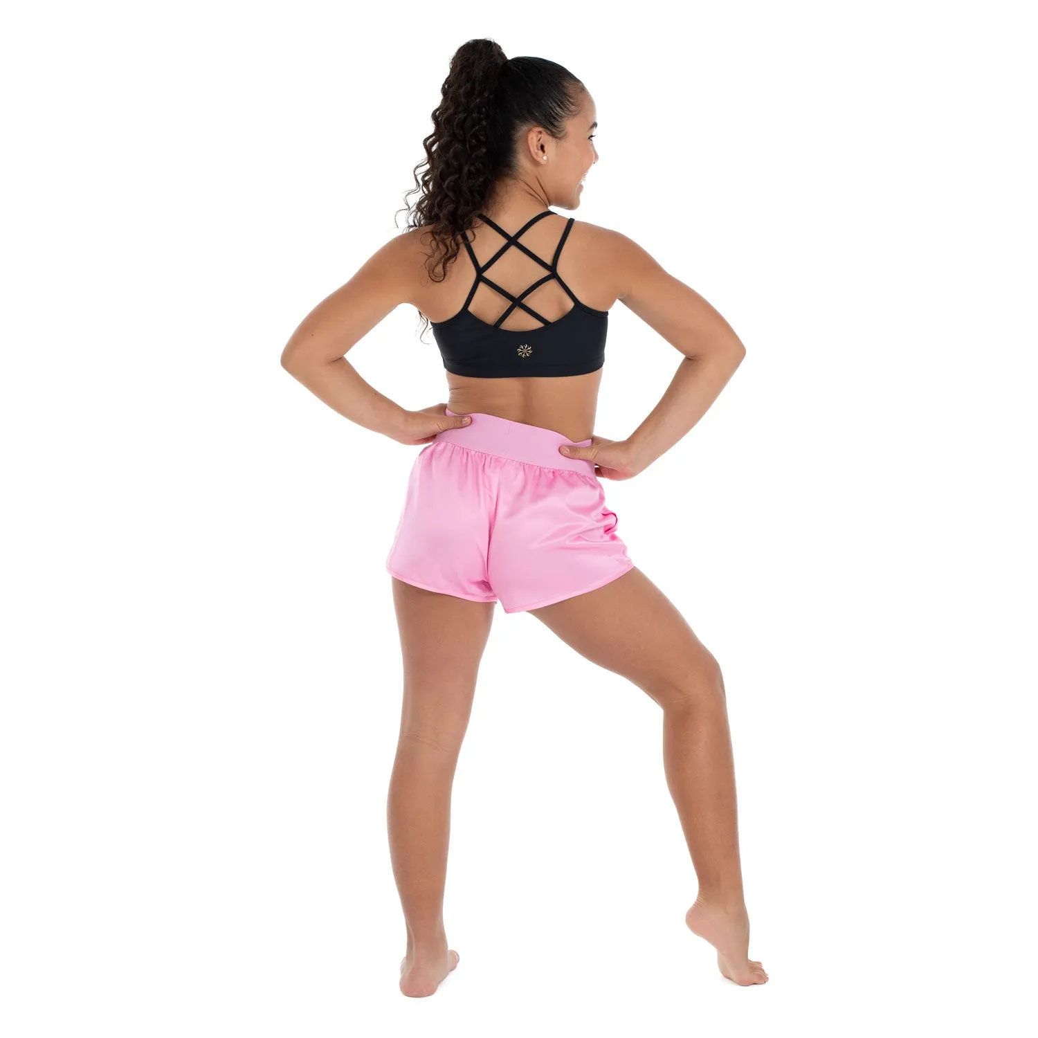 Kim: Boxer Style Satin Short in Pink