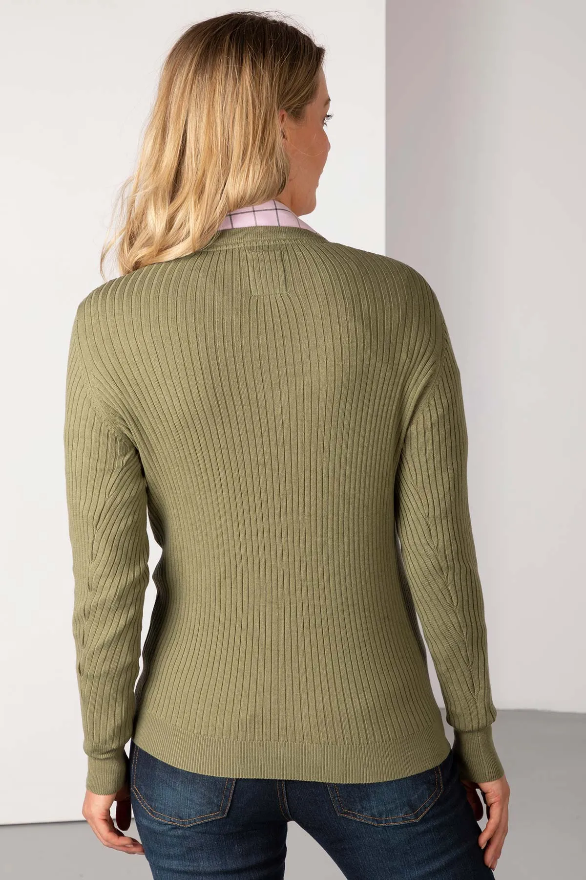 Ladies V Neck Ribbed Jumper - Gemma