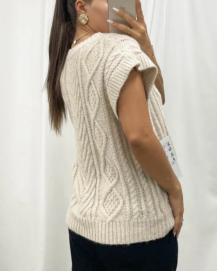 Laith Cable Knit Vest Bone