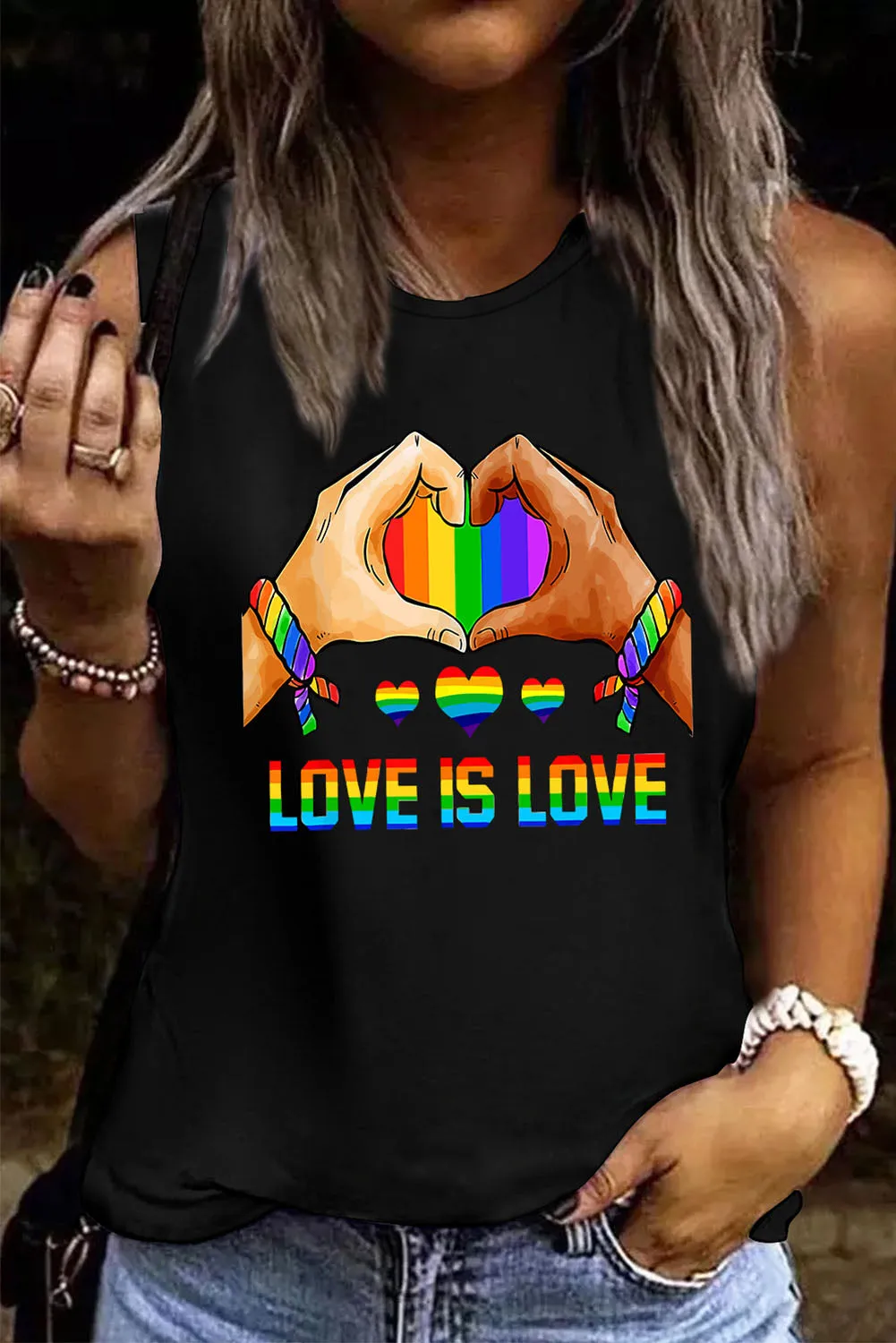 Love is Love Women's Gay Pride Tank Tops Casual Summer Sleeveless Shirt