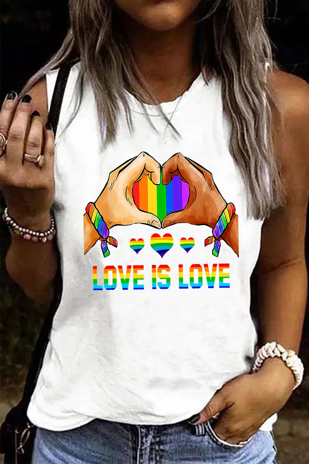 Love is Love Women's Gay Pride Tank Tops Casual Summer Sleeveless Shirt